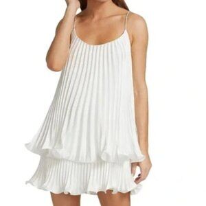 ML Monique Lhuillier White Pleated Mini Dress - NWT - Size 16